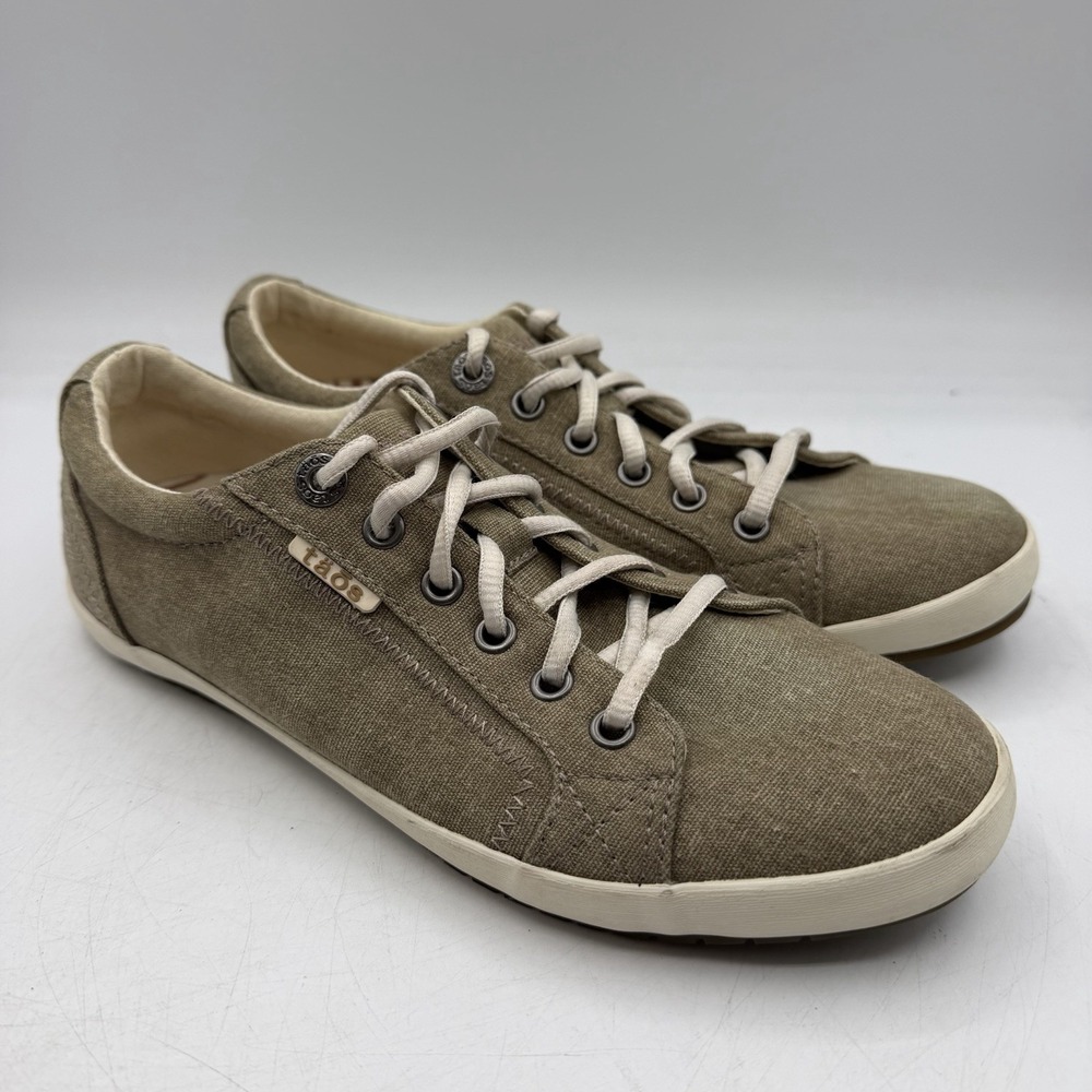 Taos Star Canvas Sneakers Womens 8.5 Khaki Stone Low Top Lace Up Shoes STA-12844